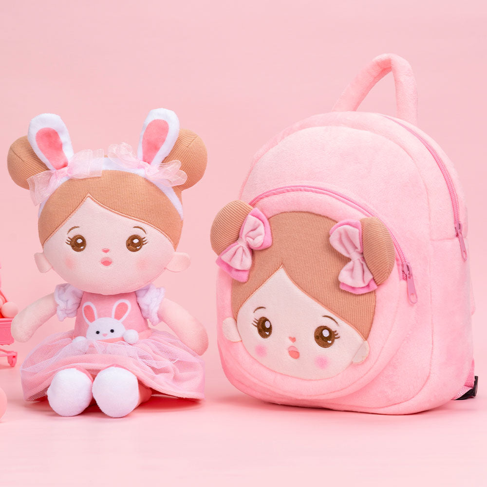 Personnalisée Sac à Dos en Peluche Rose avec Yeux Ouverts