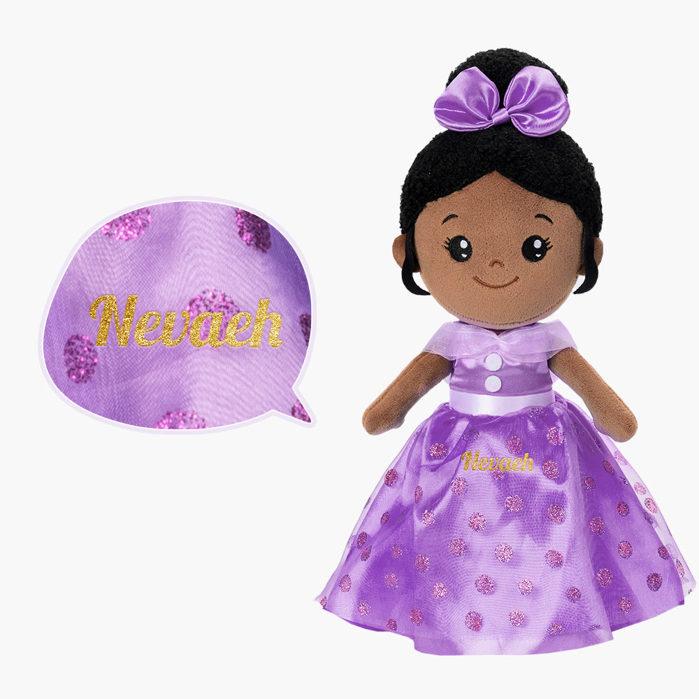 Teint Foncé Personnalisée Poupée en Peluche en Robe Longue Violette