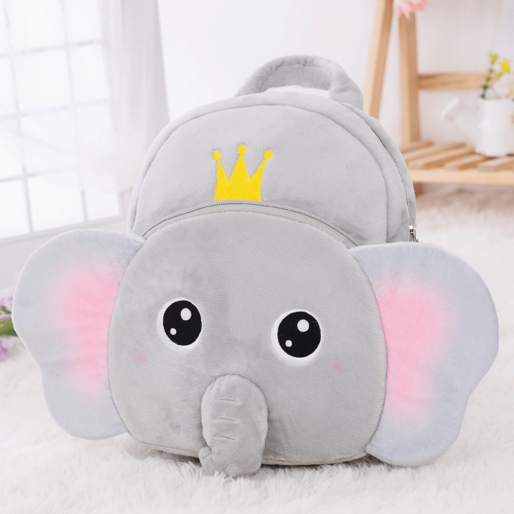 OUOZZZ Personalized Gray Elephant Plush Backpack