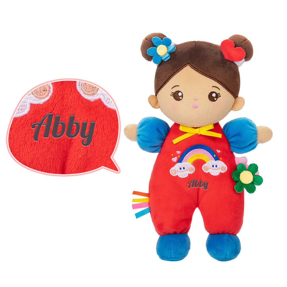 Poupée en peluche personnalisée (27 cm) et coffret cadeau en option