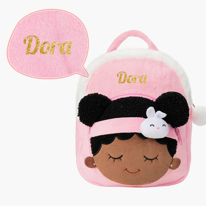 Teint Foncé Personnalisée Sac à Dos en Peluche de Rose Lapin