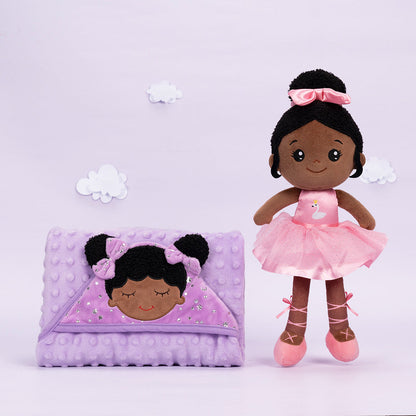Teint Foncé Personnalisée Poupée en Peluche en Robe de Danse Rose
