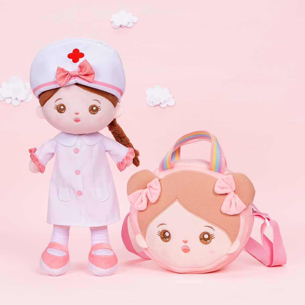 Personnalisée Poupée en Peluche avec Yeux Ouverts de Infirmière