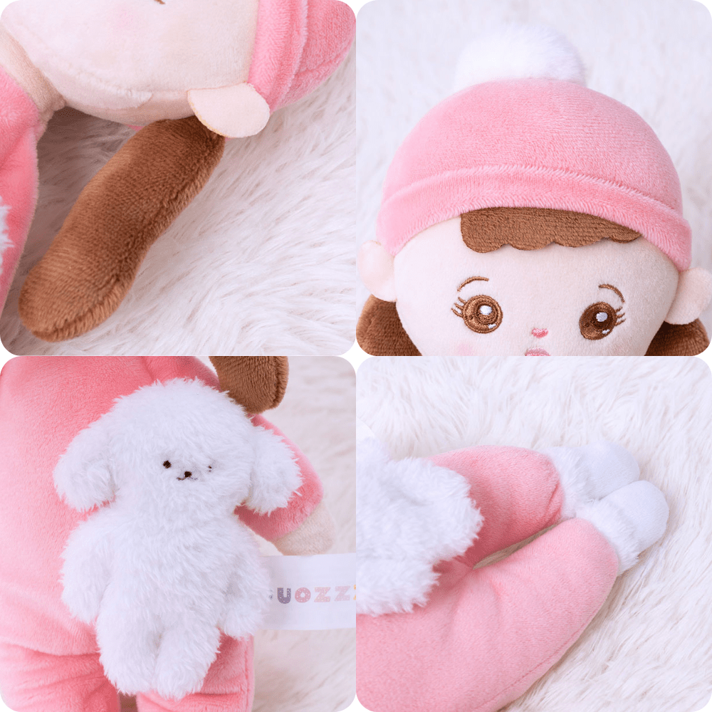 Mini Rose Personnalisée Poupée en Peluche avec Tresses