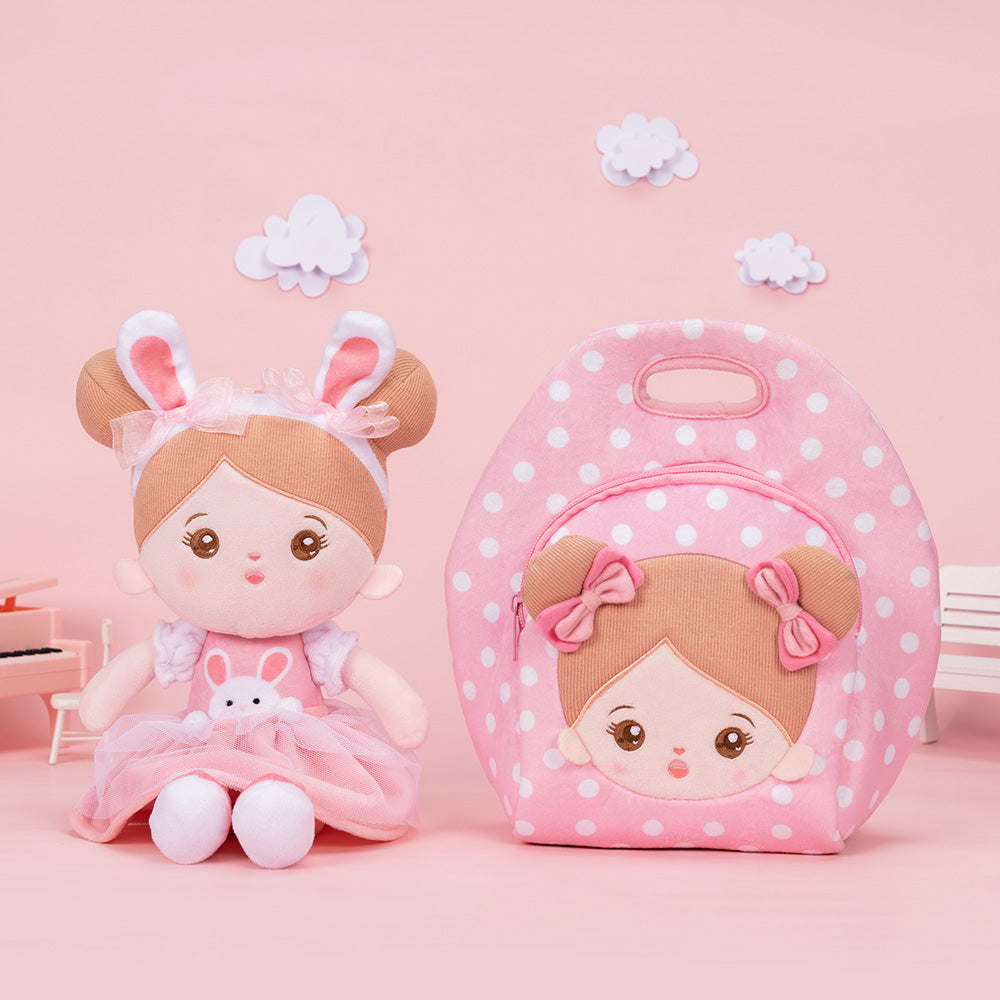 Personnalisée Poupée en Peluche avec Yeux Ouverts en Costume de Lapin