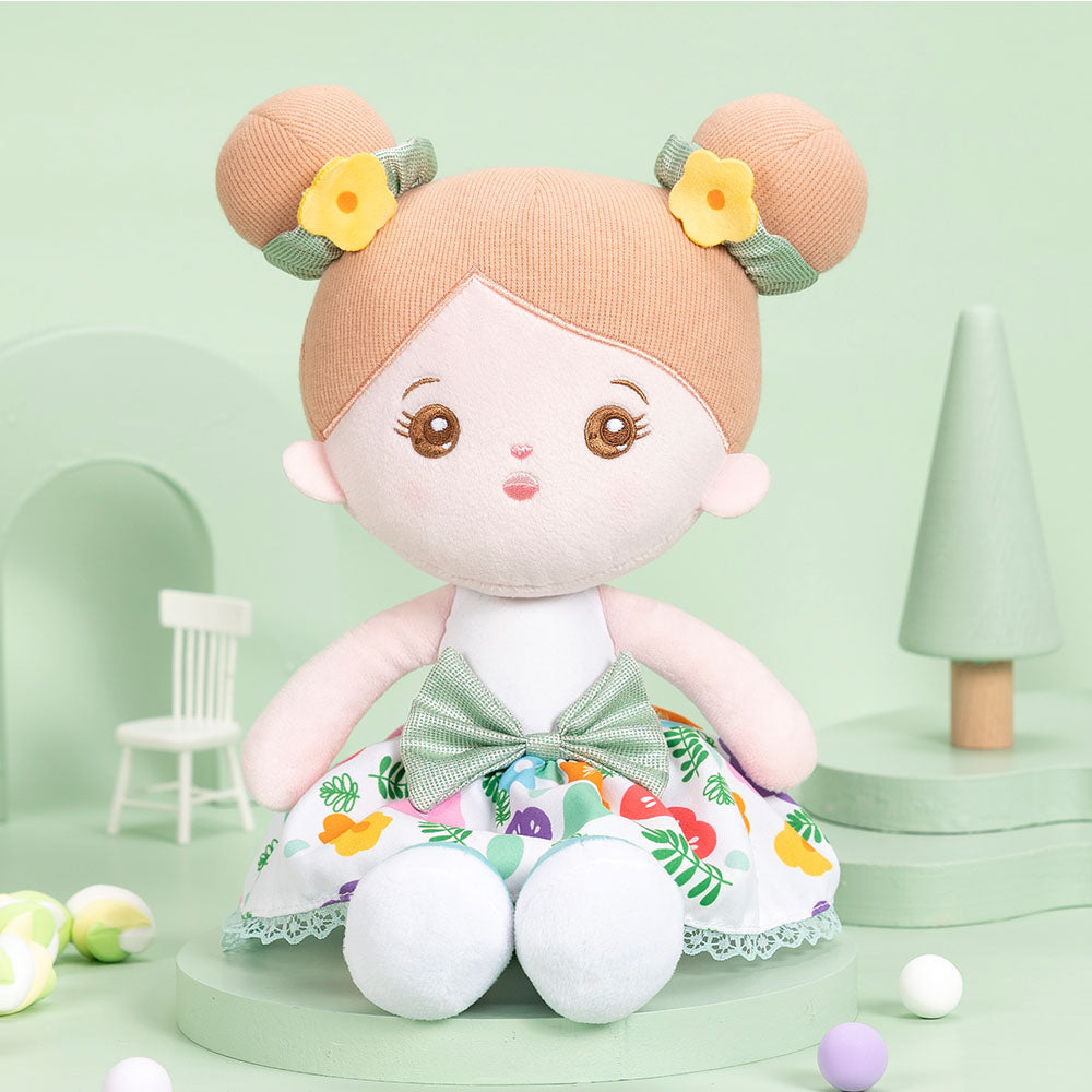 Personnalisée Poupée en Peluche avec Yeux Ouverts en Costume de Printemps