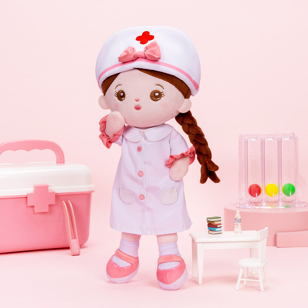 Personnalisée Poupée en Peluche avec Yeux Ouverts de Infirmière