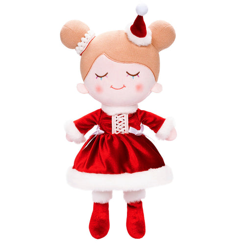 Personnalisée Poupée en Peluche avec Cils Arc-en-ciel en Costume Rouge de Noël