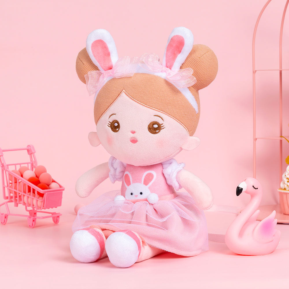 Personnalisée Poupée en Peluche avec Yeux Ouverts en Costume de Lapin