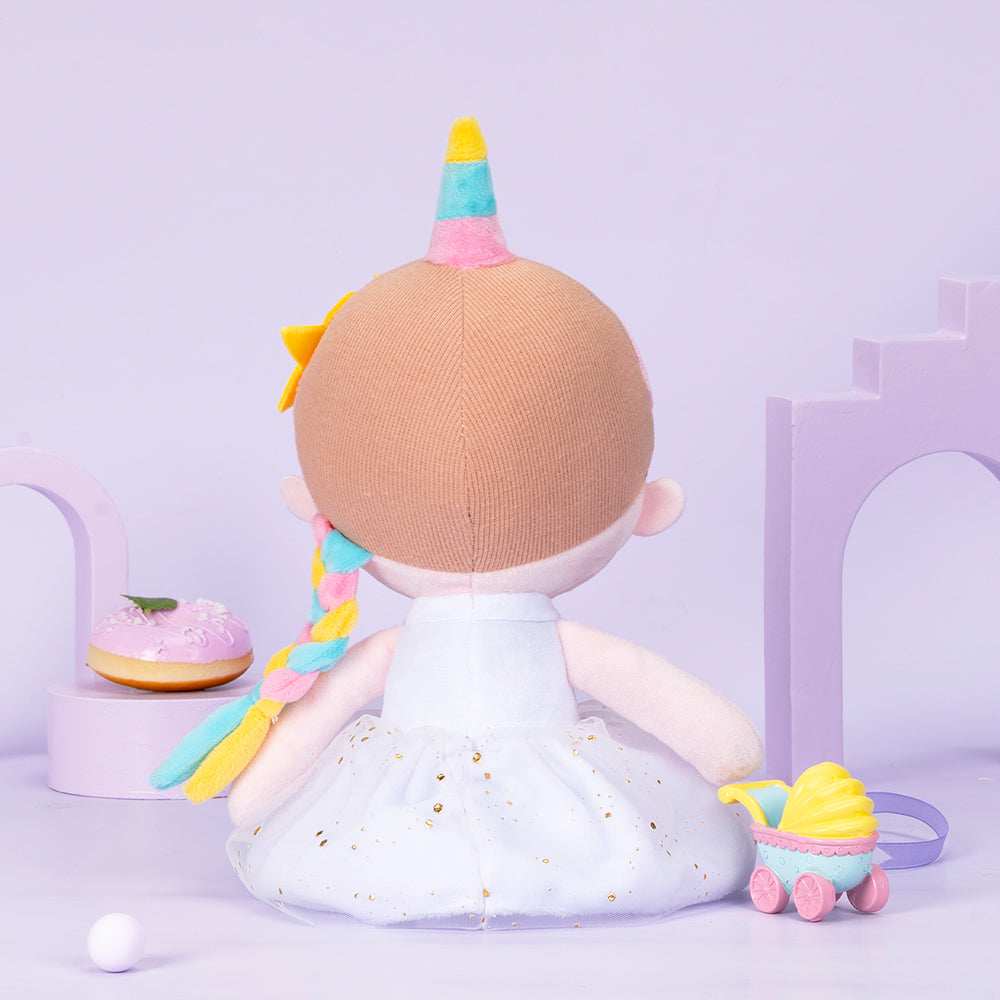 Personnalisée Poupée en Peluche avec Yeux Ouverts en Costume de Licorne