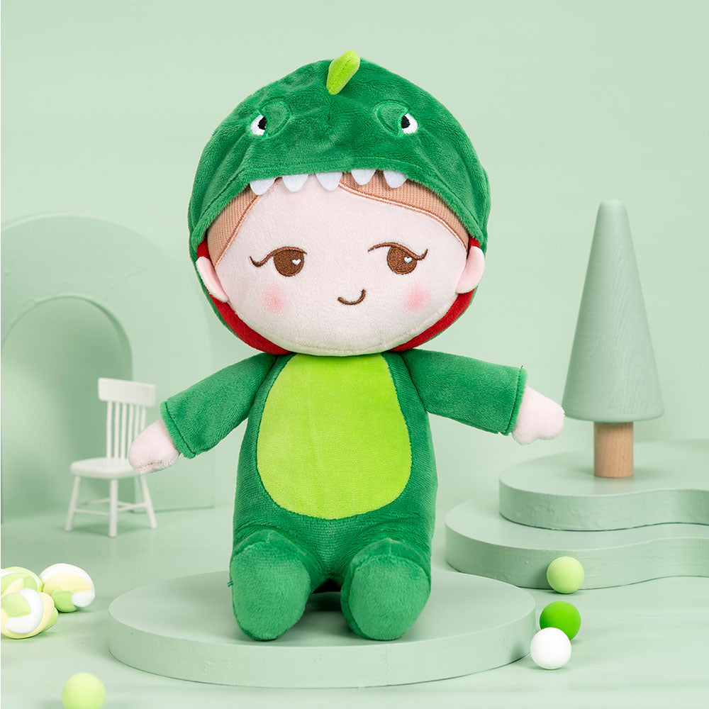 Personnalisée Poupée en Peluche avec Expression Coquine en Costume de Dinosaure