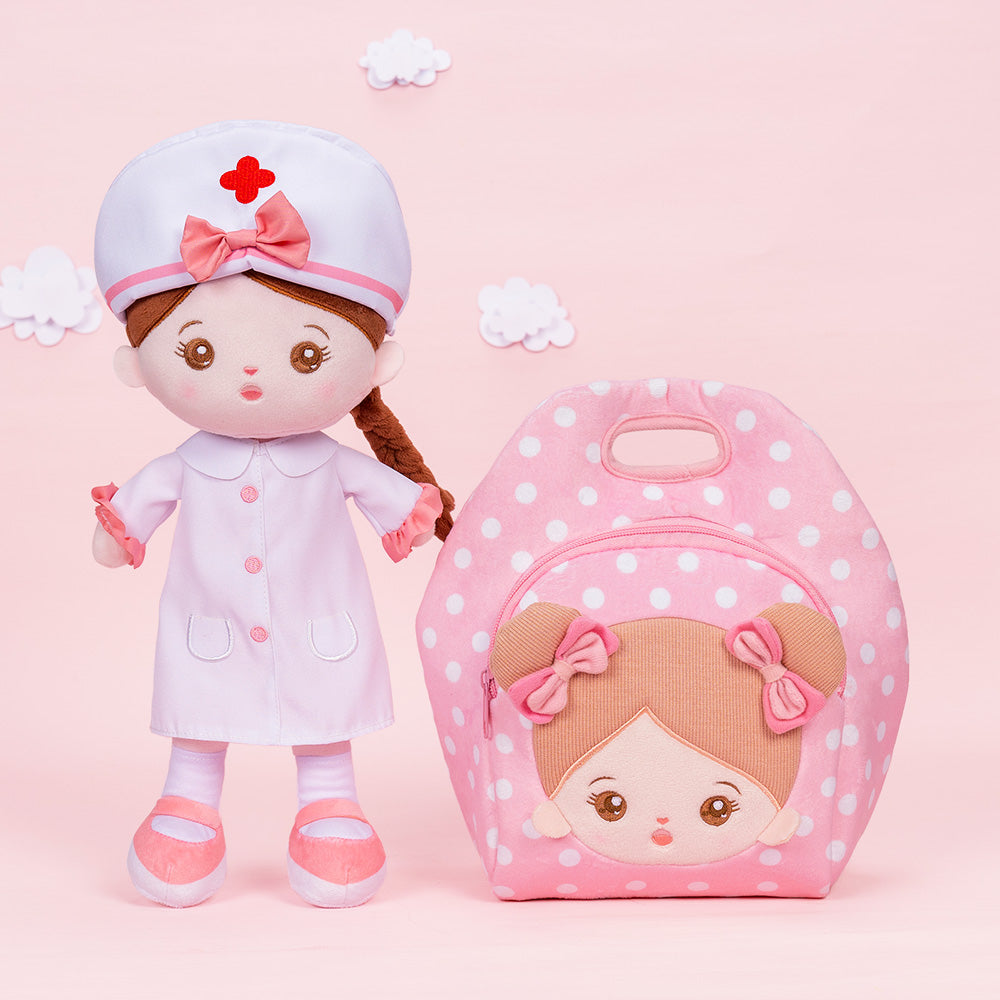 Personnalisée Poupée en Peluche avec Yeux Ouverts de Infirmière