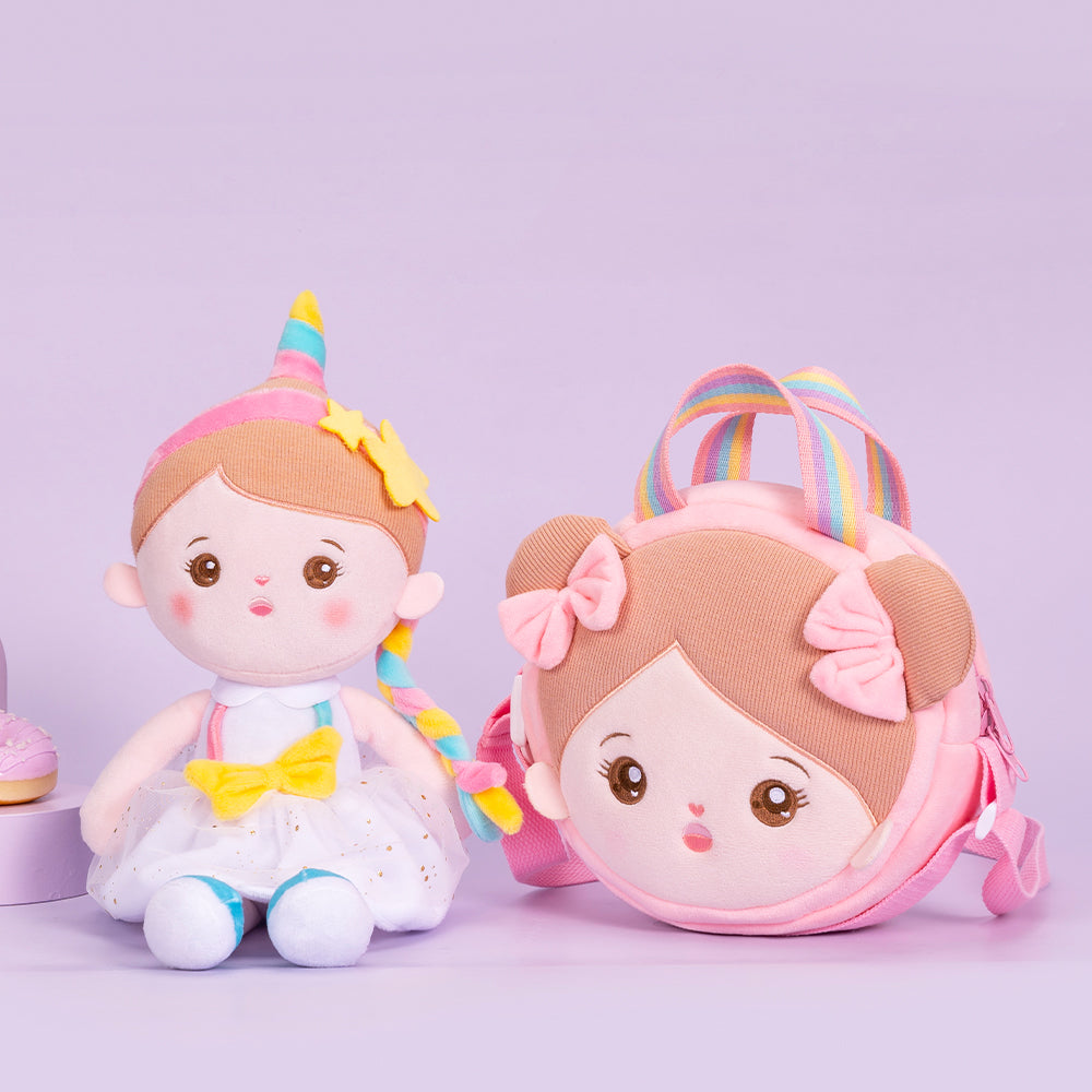 Personnalisée Poupée en Peluche avec Yeux Ouverts en Costume de Licorne