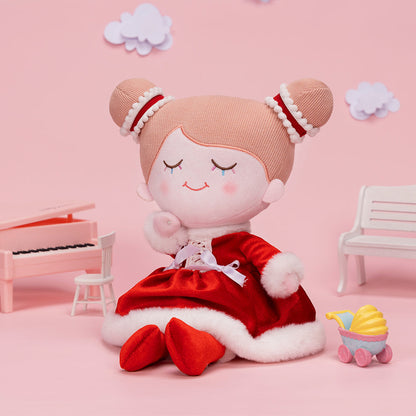 Personnalisée Poupée en Peluche avec Cils Arc-en-ciel en Robe Rouge