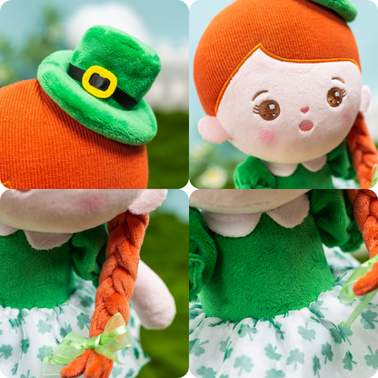 Personnalisée Poupée en Peluche avec Yeux Ouverts en Costume de Trèfle