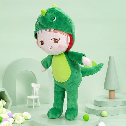 Personnalisée Poupée en Peluche avec Expression Coquine en Costume de Dinosaure