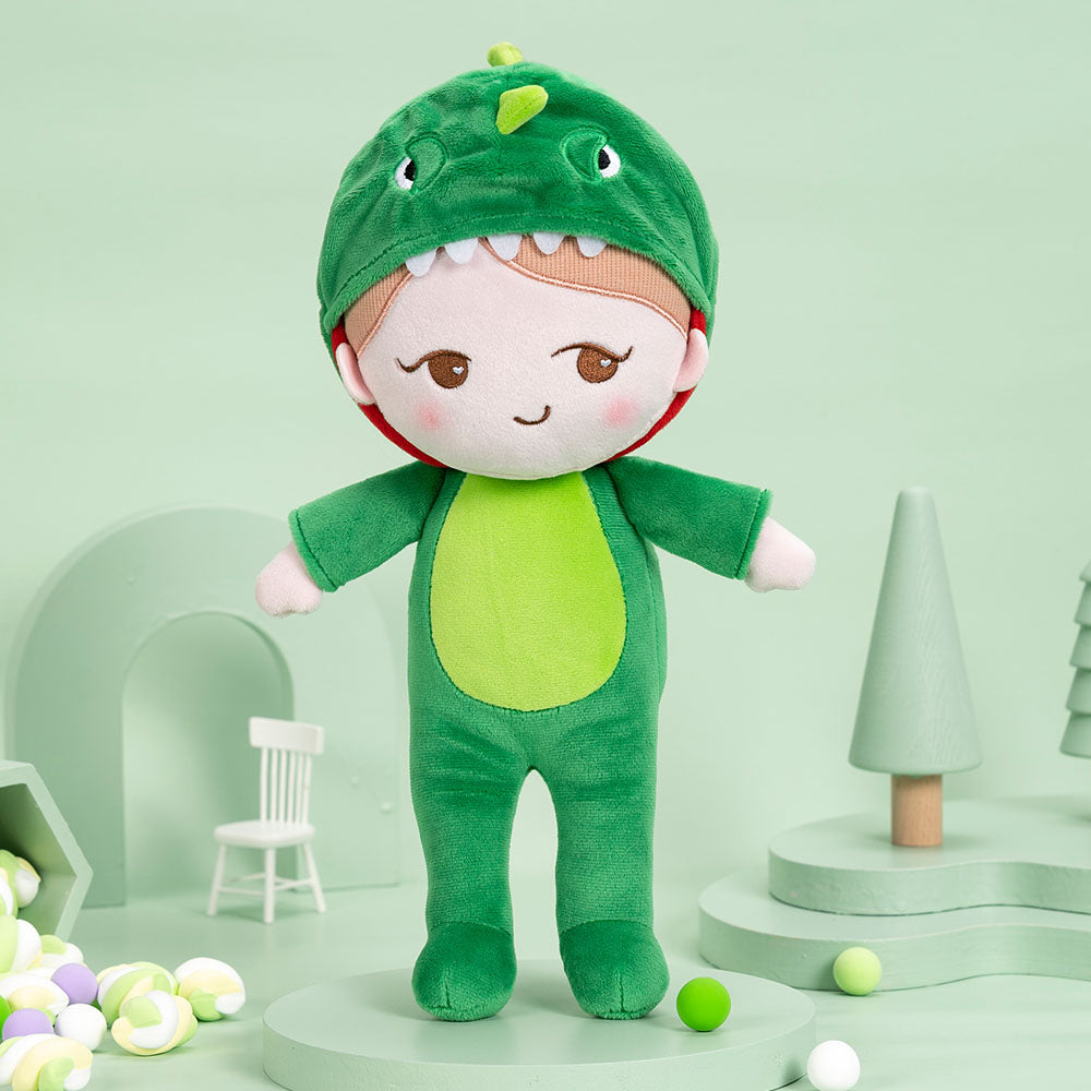 Personnalisée Poupée en Peluche avec Expression Coquine en Costume de Dinosaure