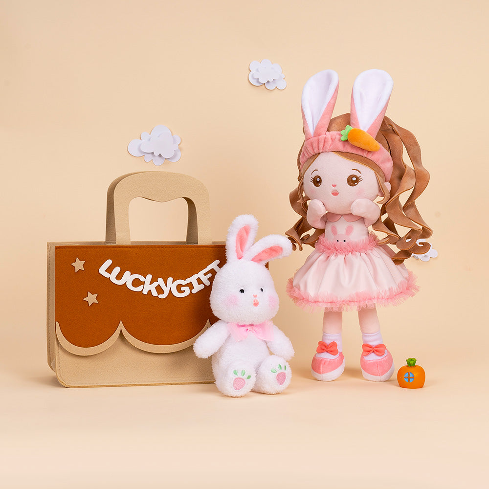 Personnalisée Poupée en Peluche avec Yeux Ouverts de Lapin et Ensemble-cadeau & Boite Cadeau