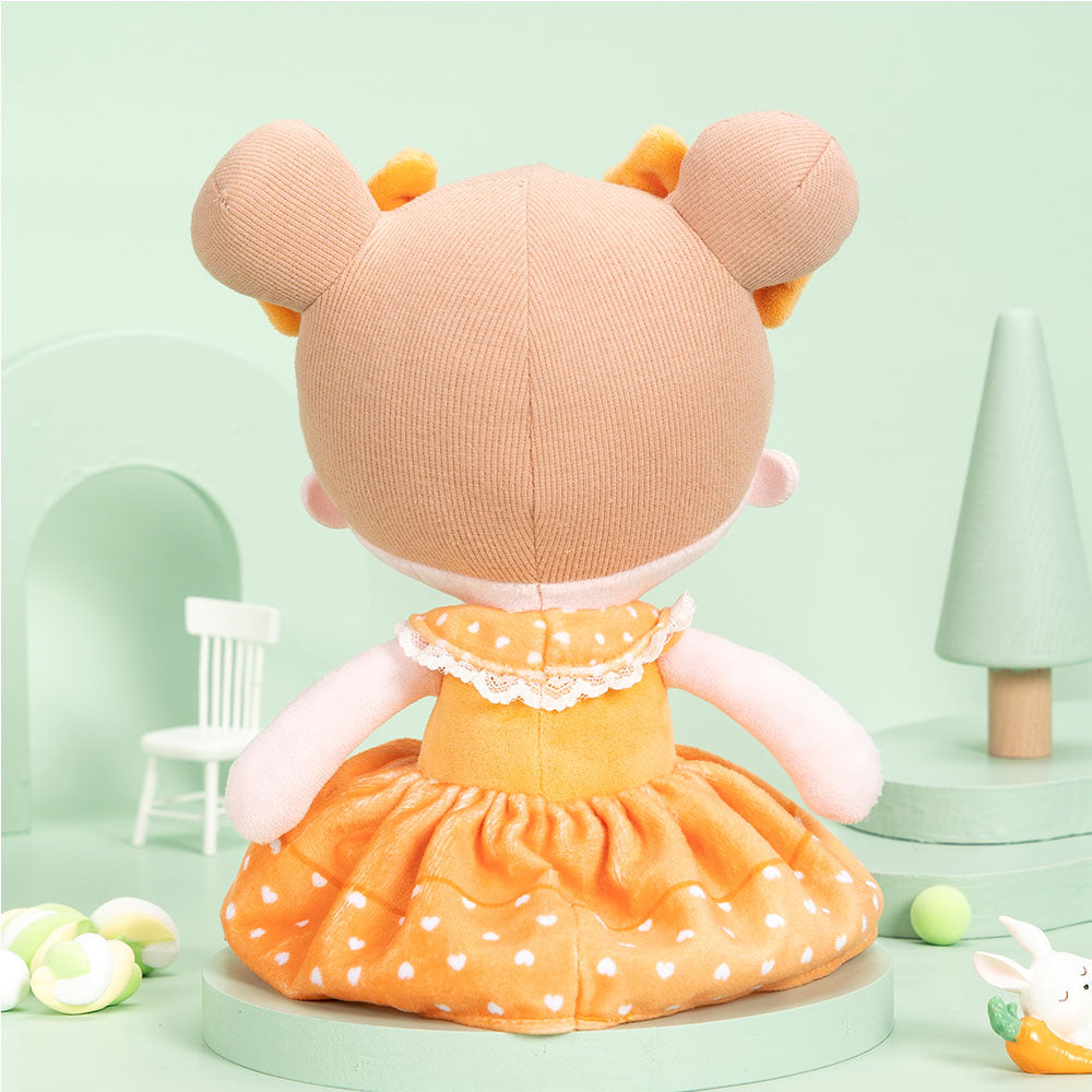 Personnalisée Poupée en Peluche avec Expression Coquine en Robe Orange