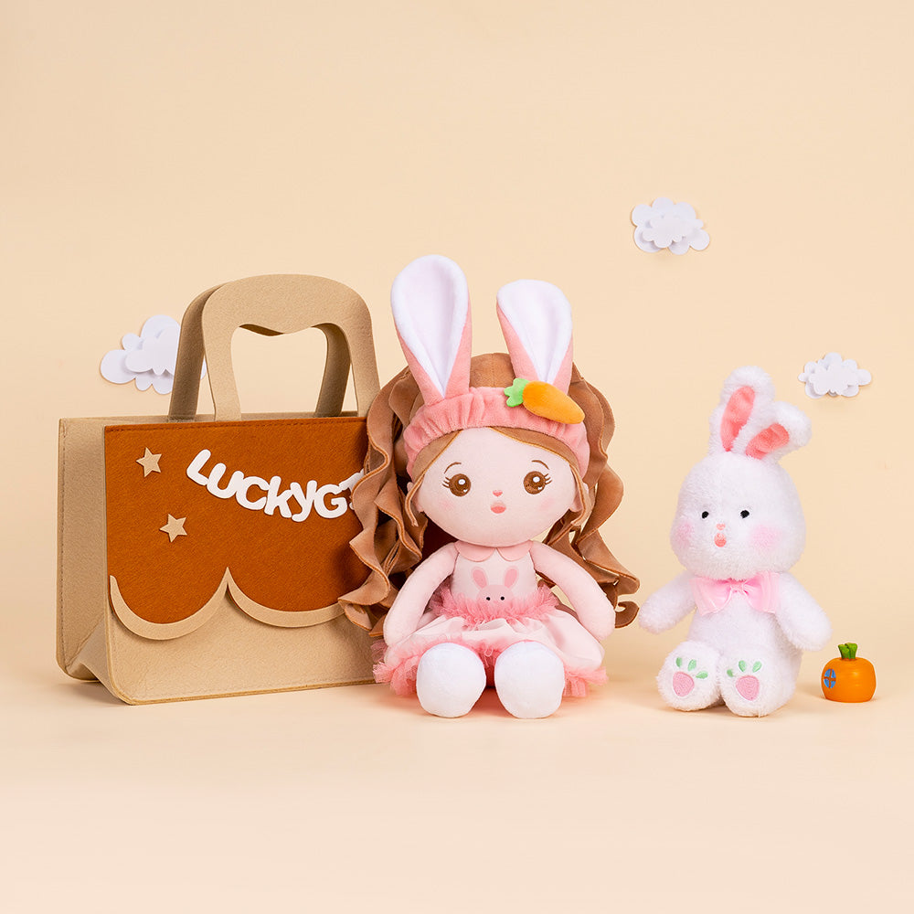 Personnalisée Poupée en Peluche avec Yeux Ouverts de Lapin et Ensemble-cadeau & Boite Cadeau