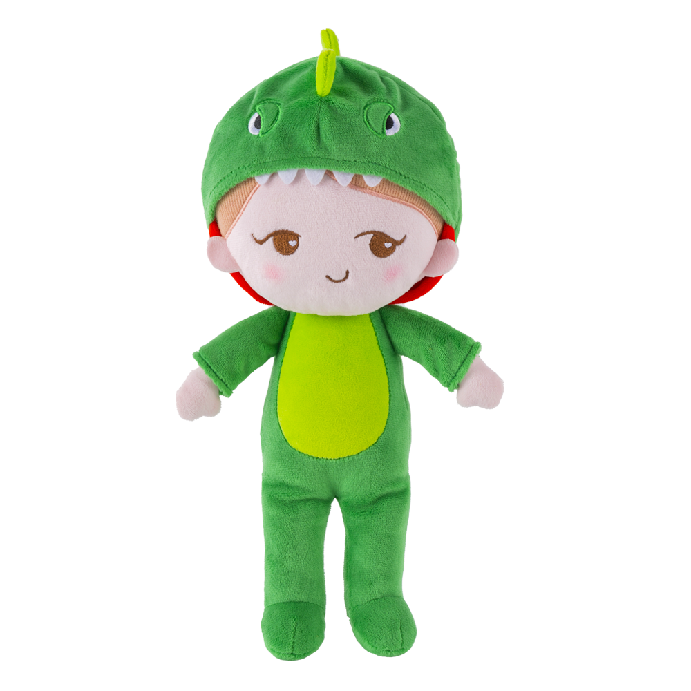 Personnalisée Poupée en Peluche avec Expression Coquine en Costume de Dinosaure