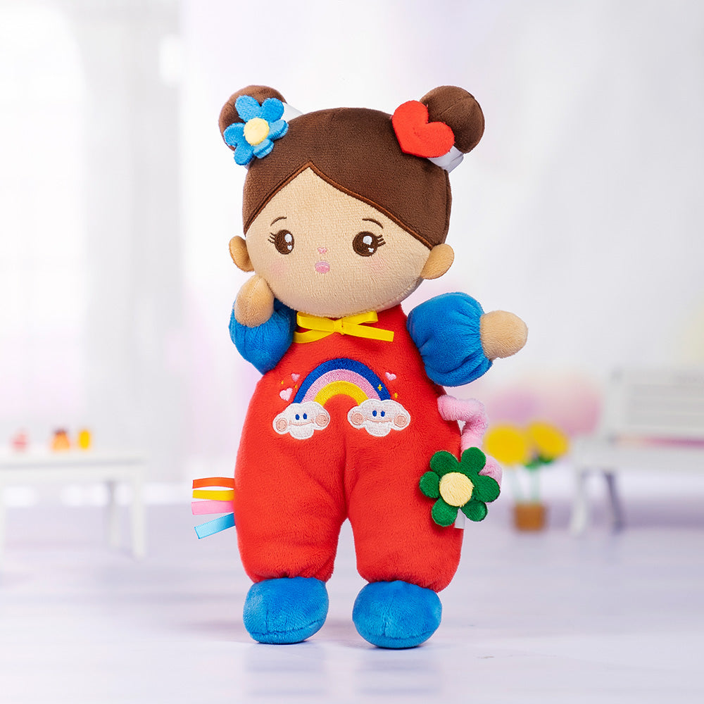 Mini Personnalisée Poupée en Peluche avec Yeux Ouverts dans Teint Brun