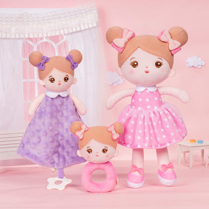 Abby Personnalisée Poupée en Peluche en Robe Rose à Pois Blancs