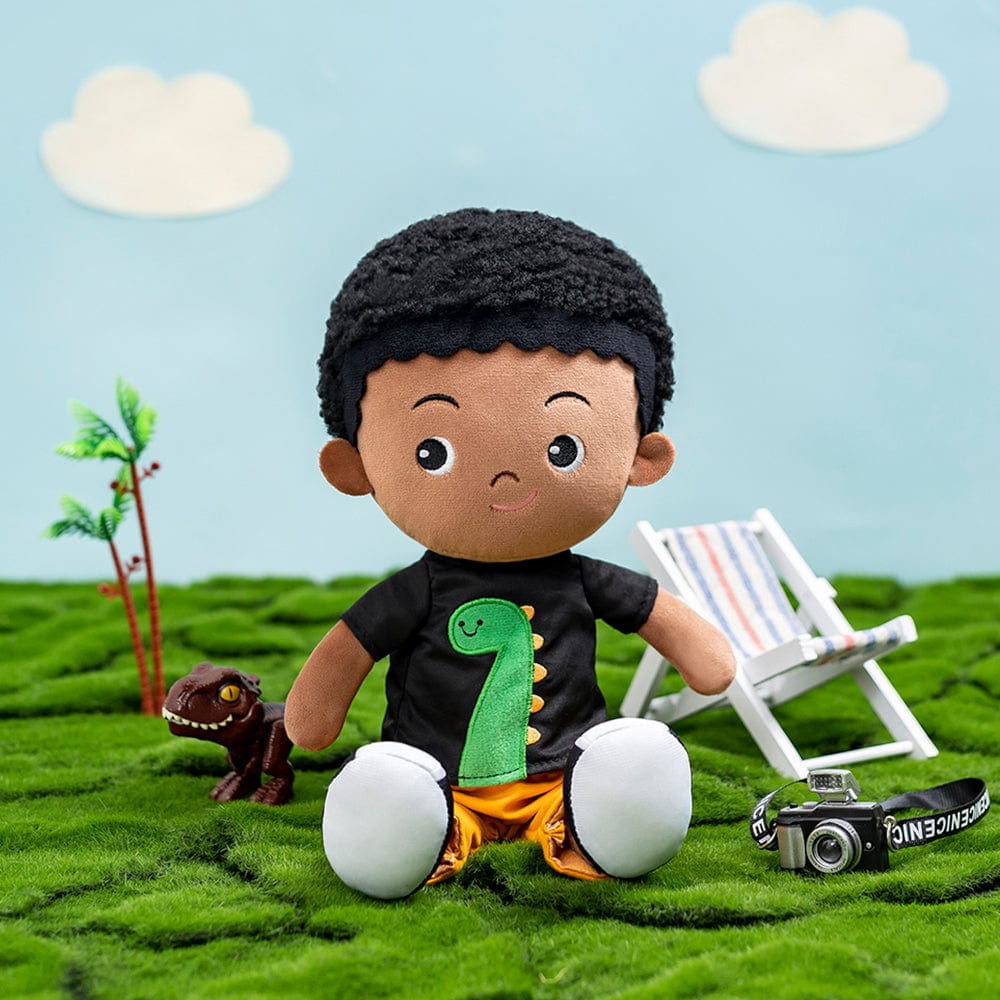 OUOZZZ Personalized Deep Skin Tone Plush Boy Doll