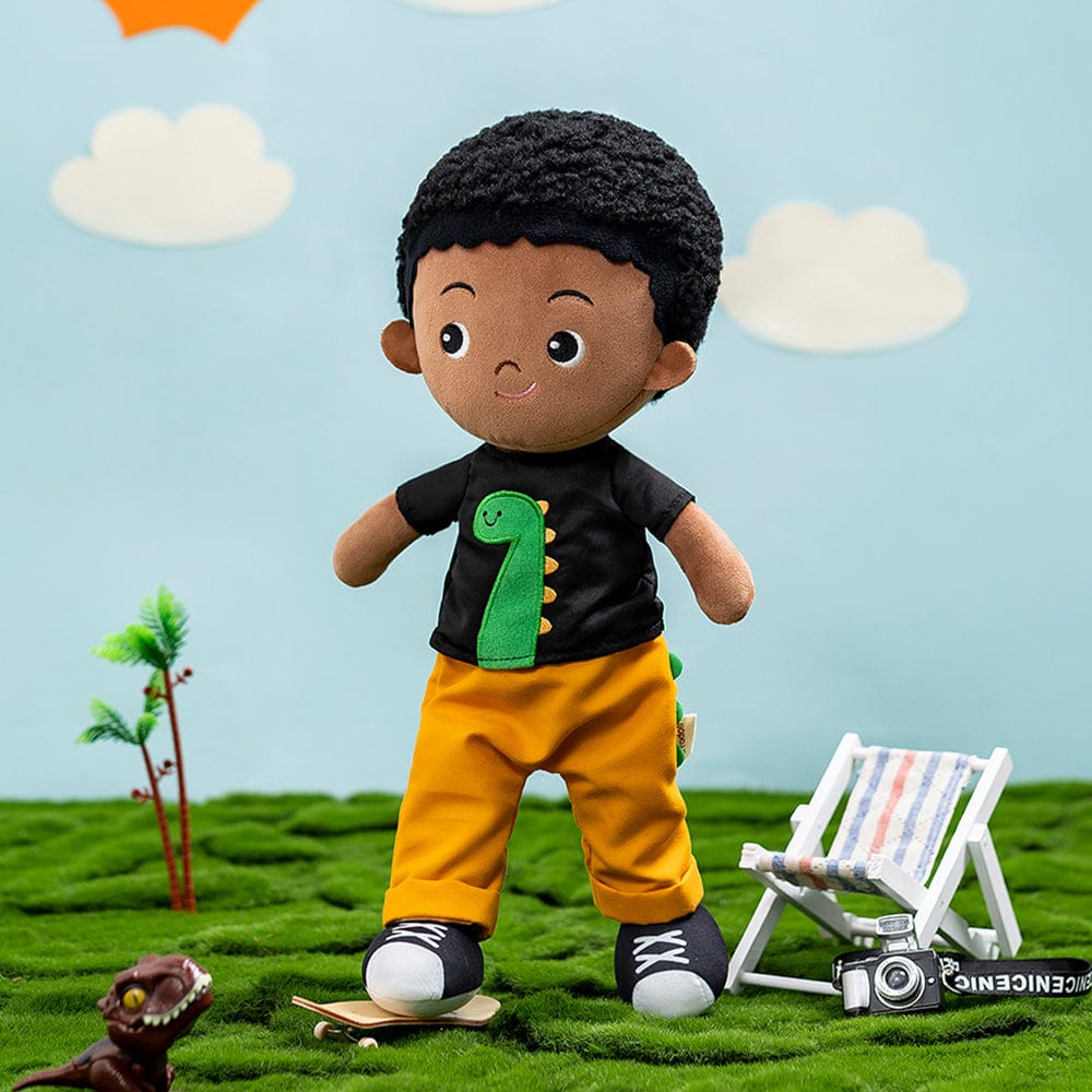 OUOZZZ Personalized Deep Skin Tone Plush Boy Doll