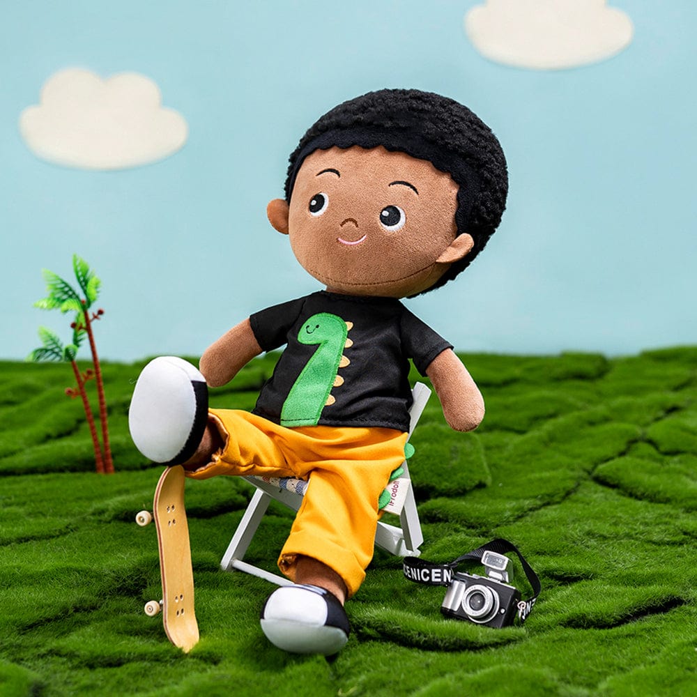 OUOZZZ Personalized Deep Skin Tone Plush Boy Doll