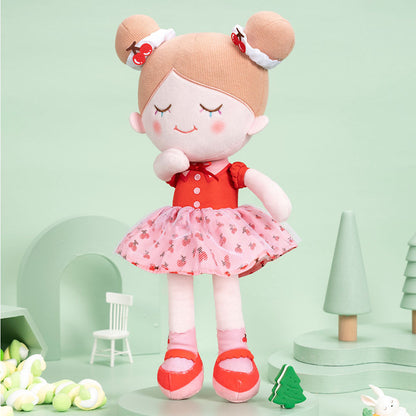 Personnalisée Poupée en Peluche avec Cils Arc-en-ciel en Costume de Cerise