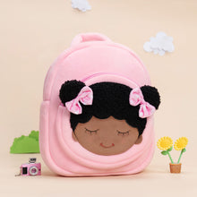 Charger l&#39;image dans la galerie, Teint Foncé Personnalisée Sac à Dos en Peluche Rose Dora