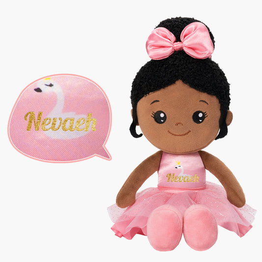 Teint Foncé Personnalisée Poupée en Peluche en Robe de Danse Rose