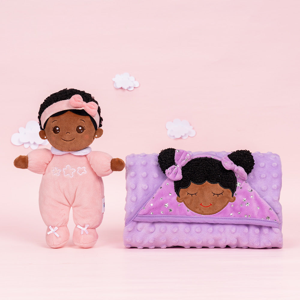 Mini Rose Teint Foncé Personnalisée Poupée en Peluche