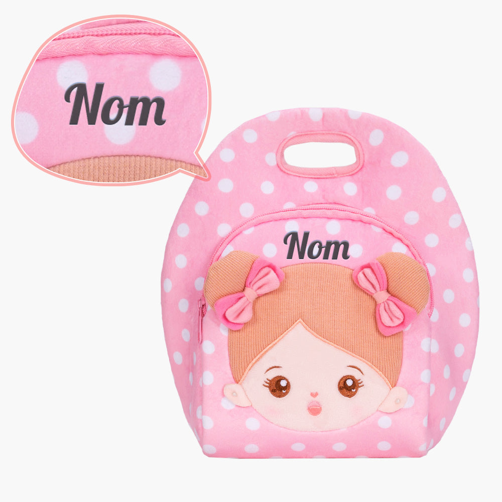 Personnalisés Rose Sac à Déjeuner en Peluche de Grand Capacité