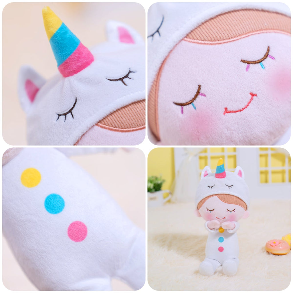 Personnalisée Poupée en Peluche avec Cils Arc-en-ciel en Pyjama de Licorne